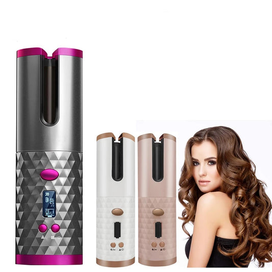 Cordless rotating hair curler for curls and waves